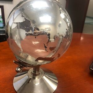 Silver Decorative Globe. 9 inches tall